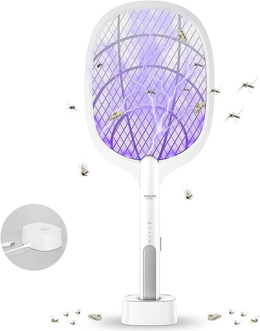 Raqueta Mosquitos Eléctrico, 2 en 1 3000V USB Recargable